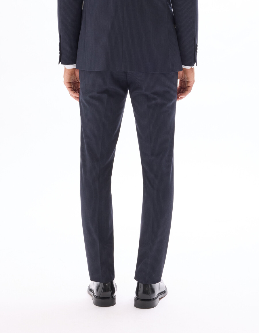pantalones de traje de franela a rayas de corte entallado
