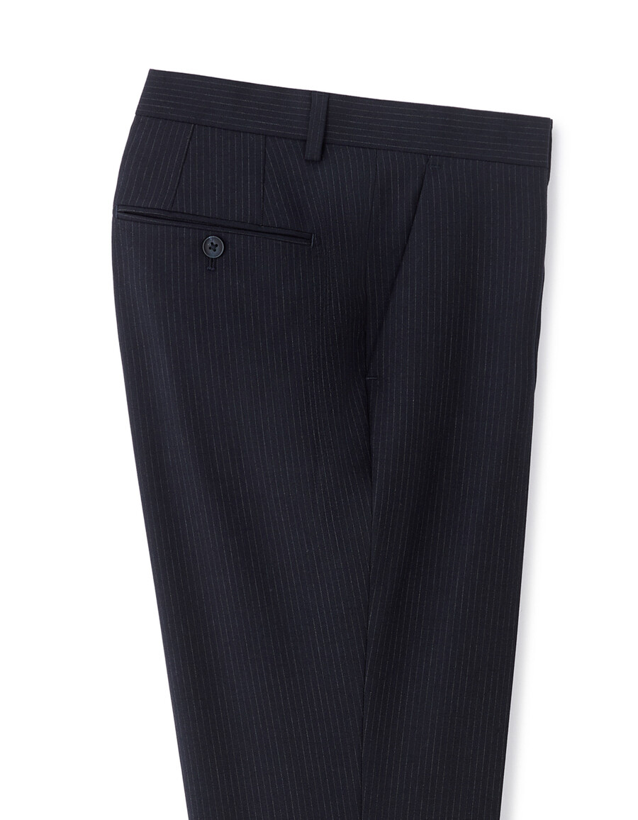 pantalones de traje de franela a rayas de corte entallado