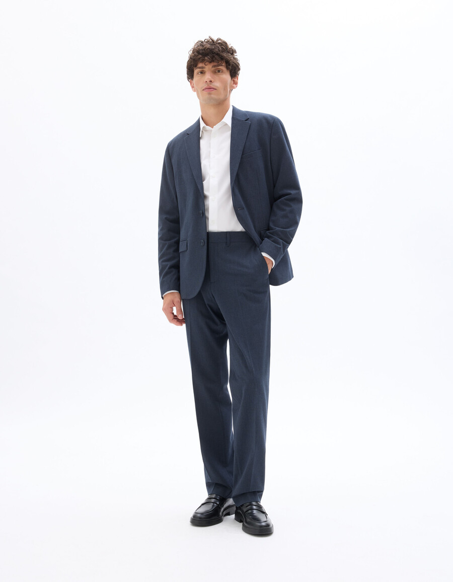 pantalones de traje de franela a rayas de corte regular