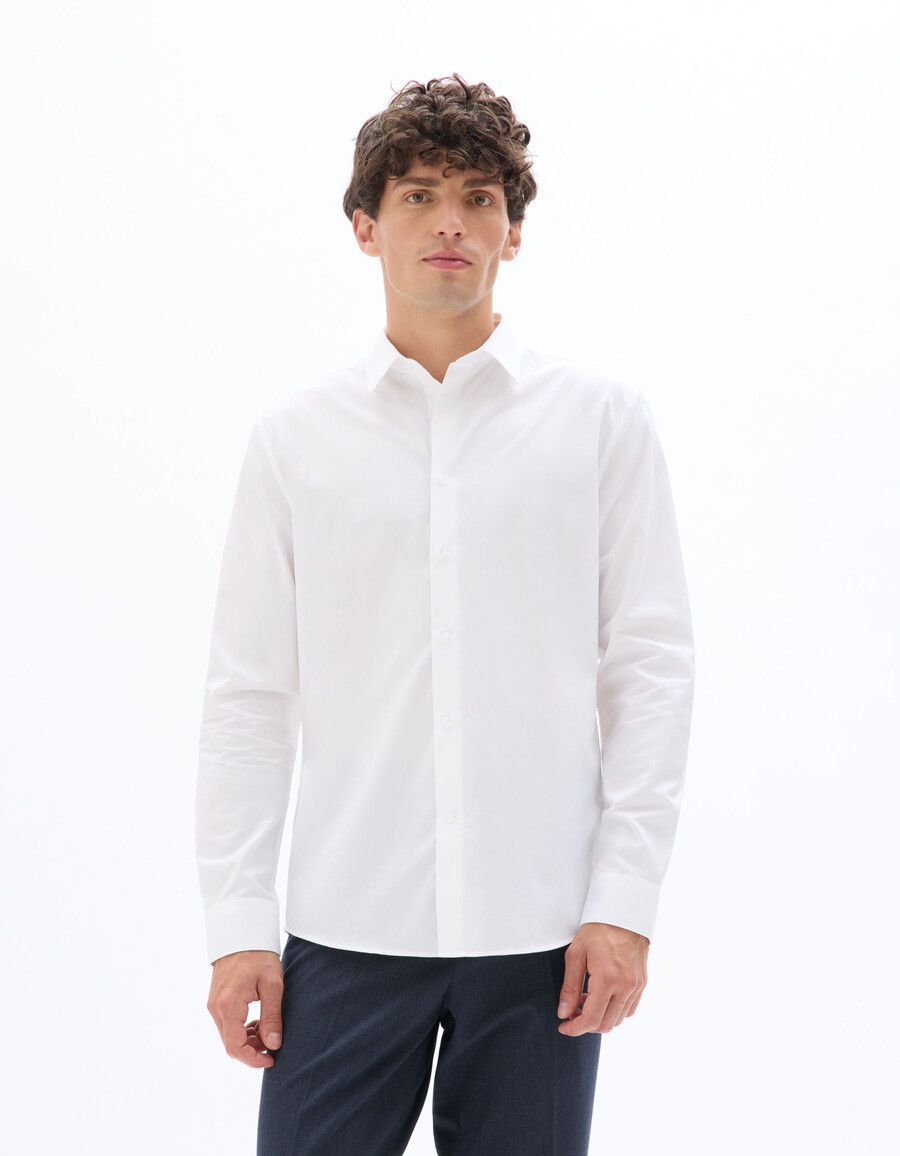 camisa de popelina de corte regular 100 algodón