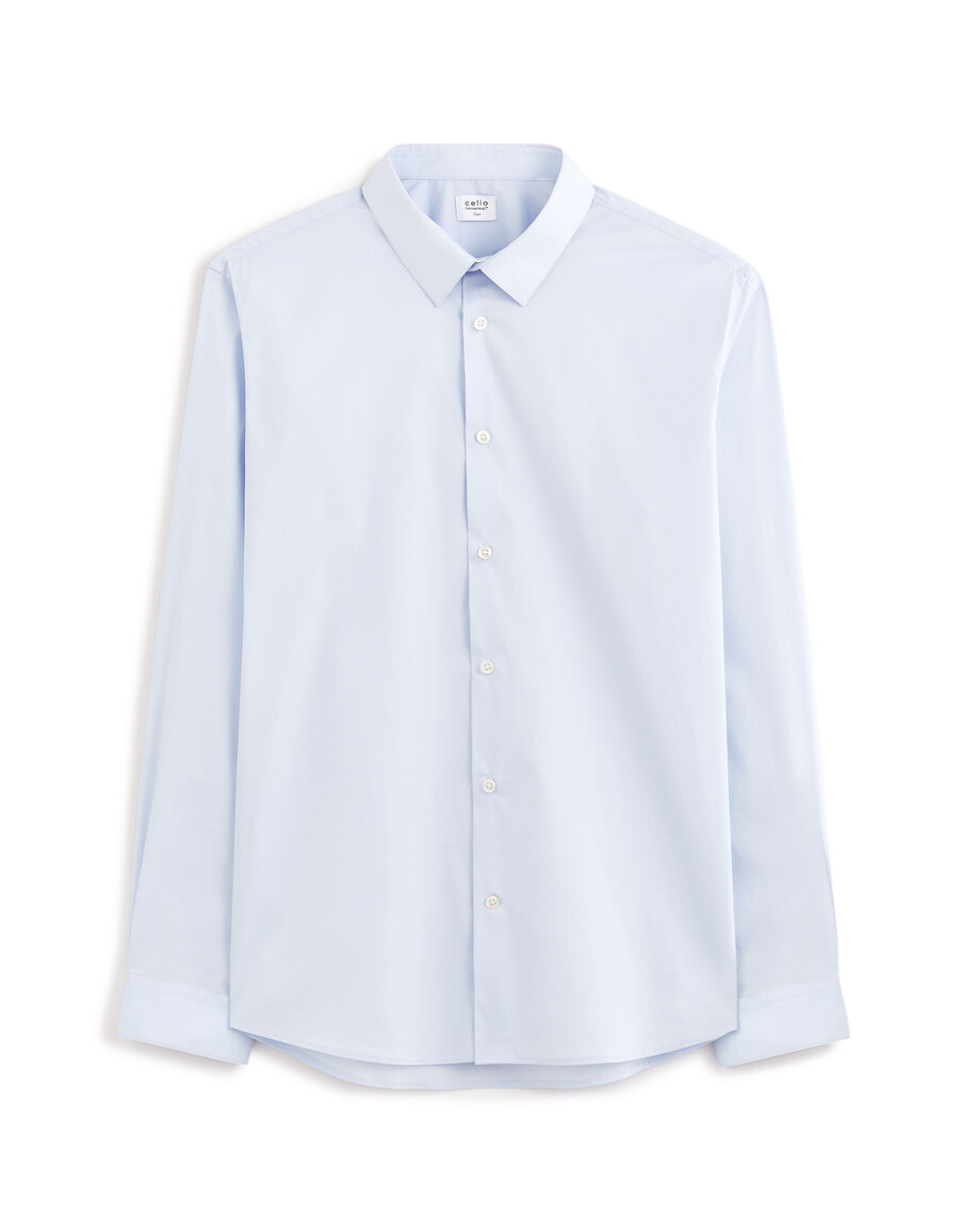 camisa de algodón elástico de corte entallado