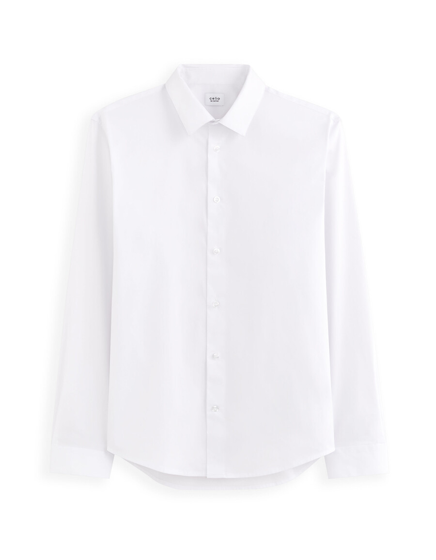 camisa de algodón elástico de corte regular