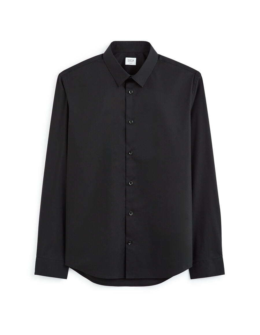 camisa de algodón elástico de corte regular