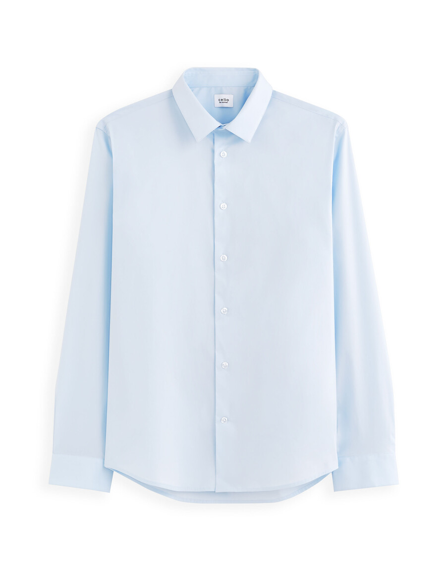 camisa de algodón elástico de corte regular