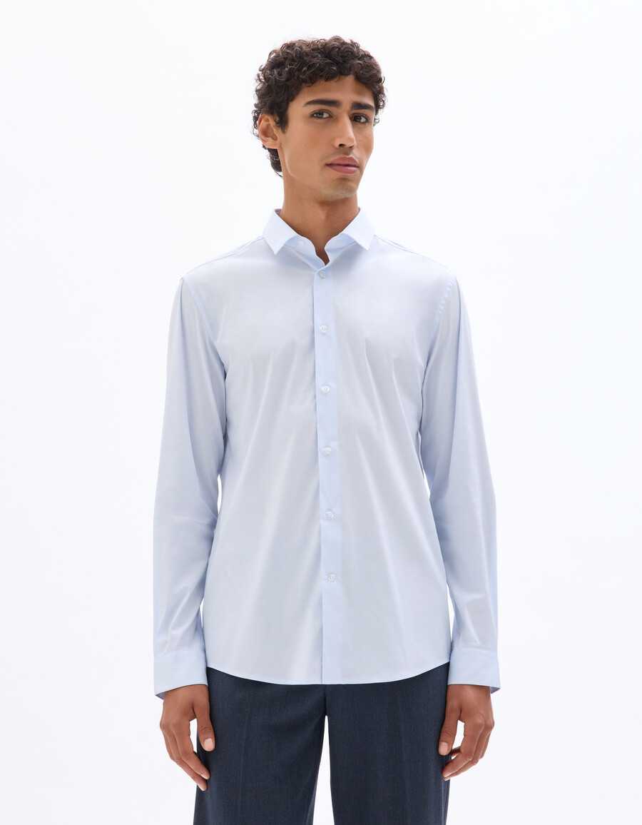 camisa de algodón elástico de corte regular