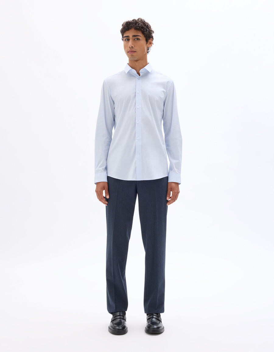 camisa de algodón elástico de corte regular