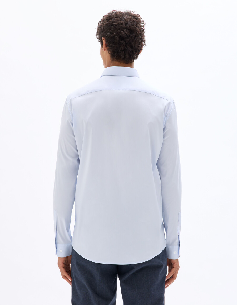 camisa de algodón elástico de corte regular