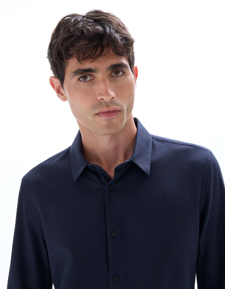 camisa de panal de abeja de corte regular 100 algodón