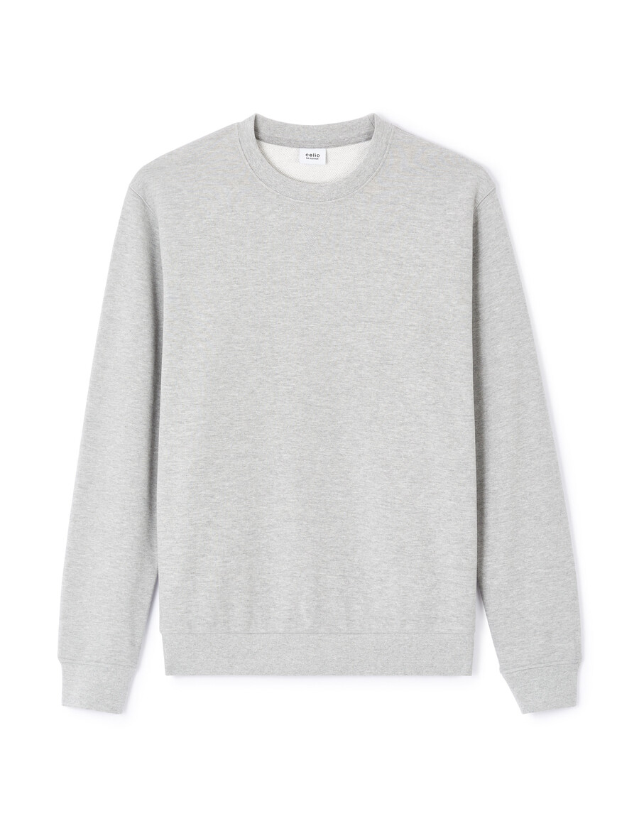 sudadera de cuello redondo regular en mezcla de algodón