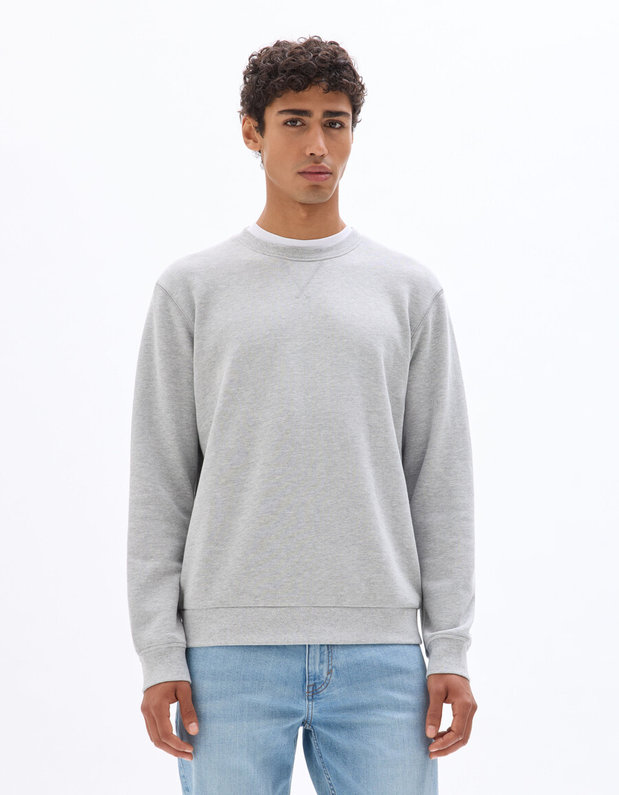 sudadera de cuello redondo regular en mezcla de algodón