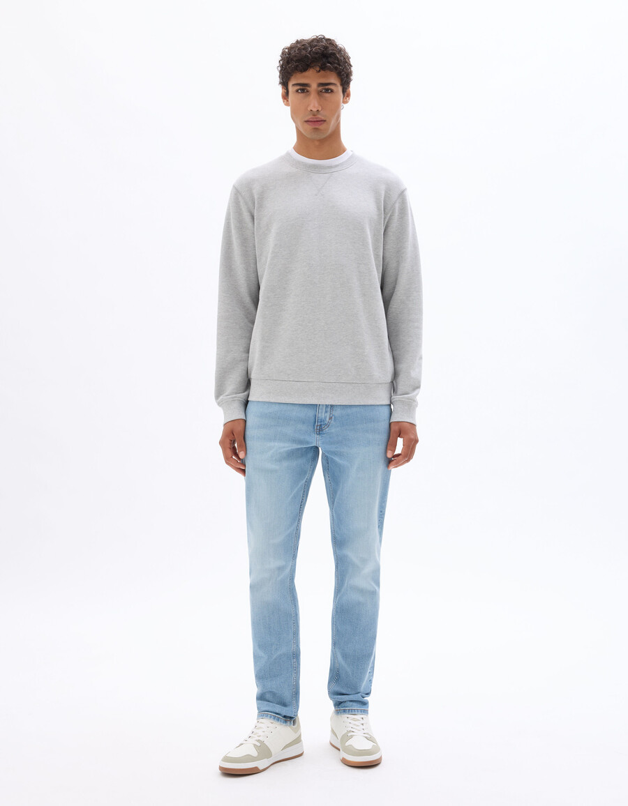 sudadera de cuello redondo regular en mezcla de algodón