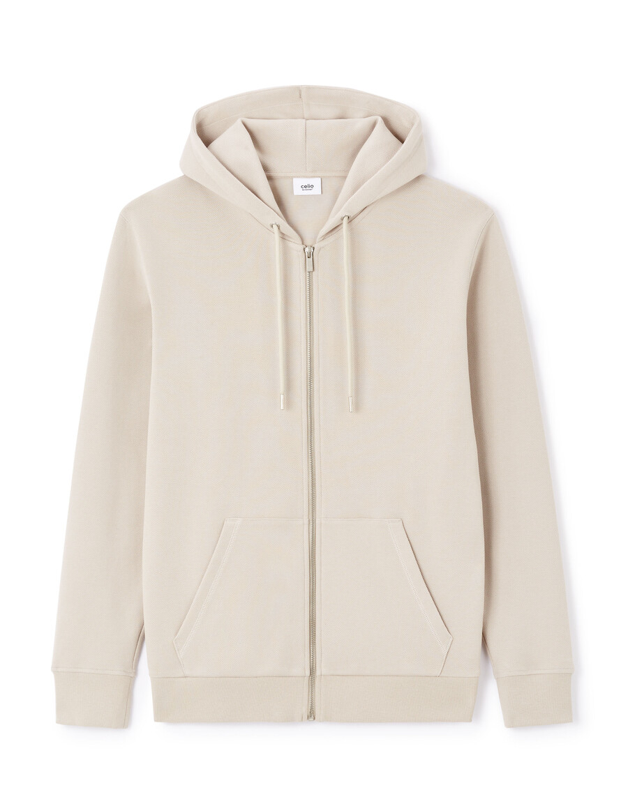 sudadera con capucha y cremallera de corte regular en mezcla de algodón