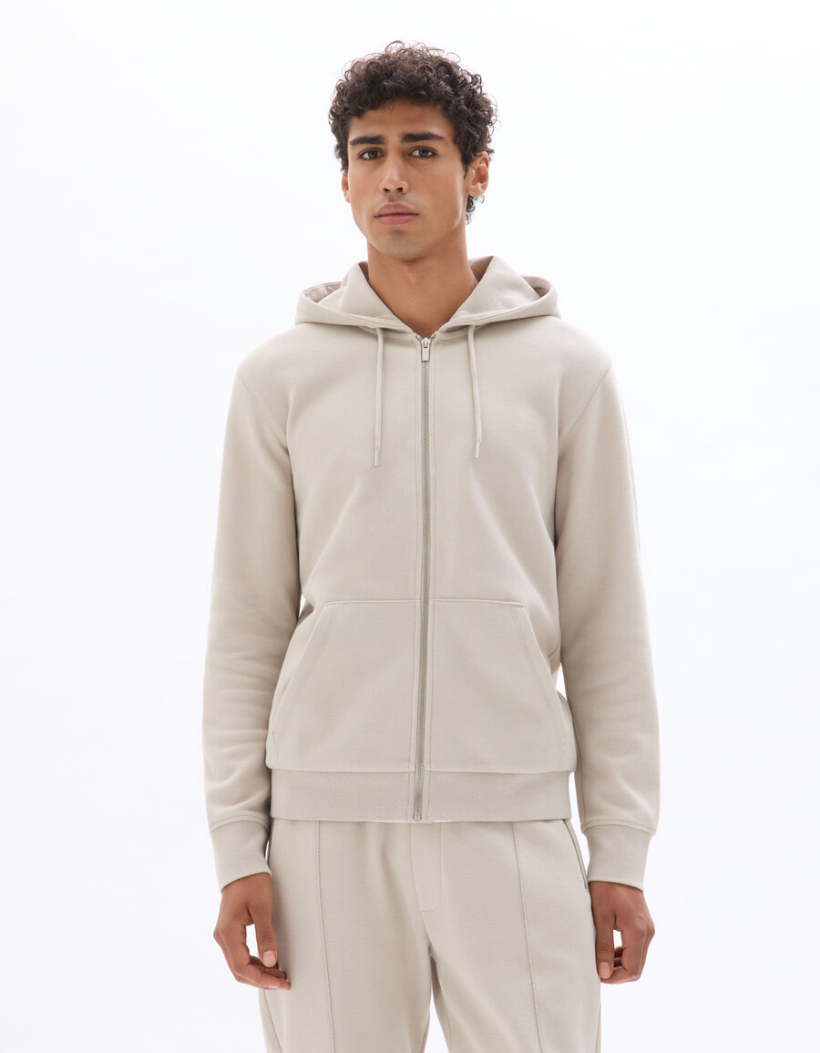 sudadera con capucha y cremallera de corte regular en mezcla de algodón