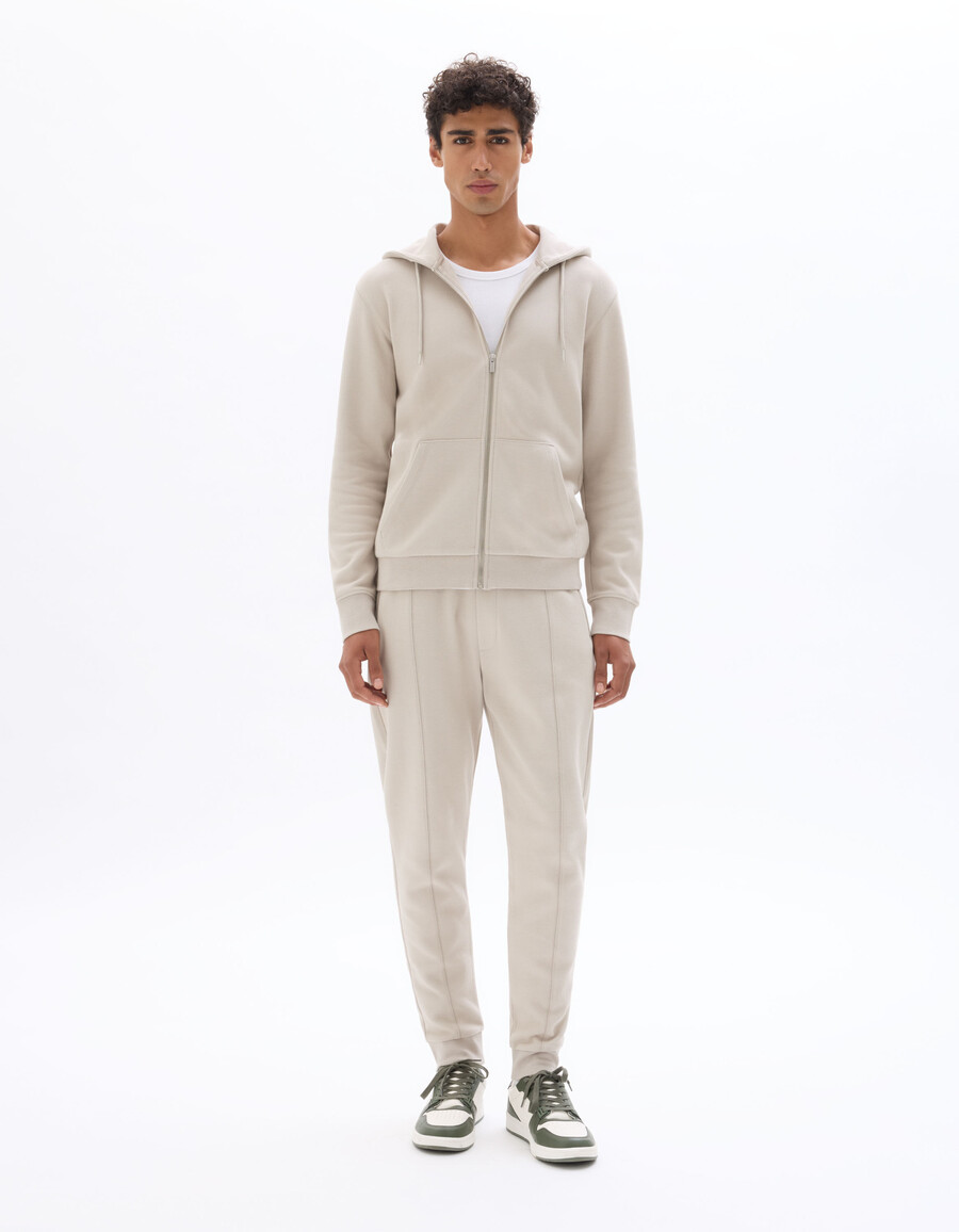 sudadera con capucha y cremallera de corte regular en mezcla de algodón