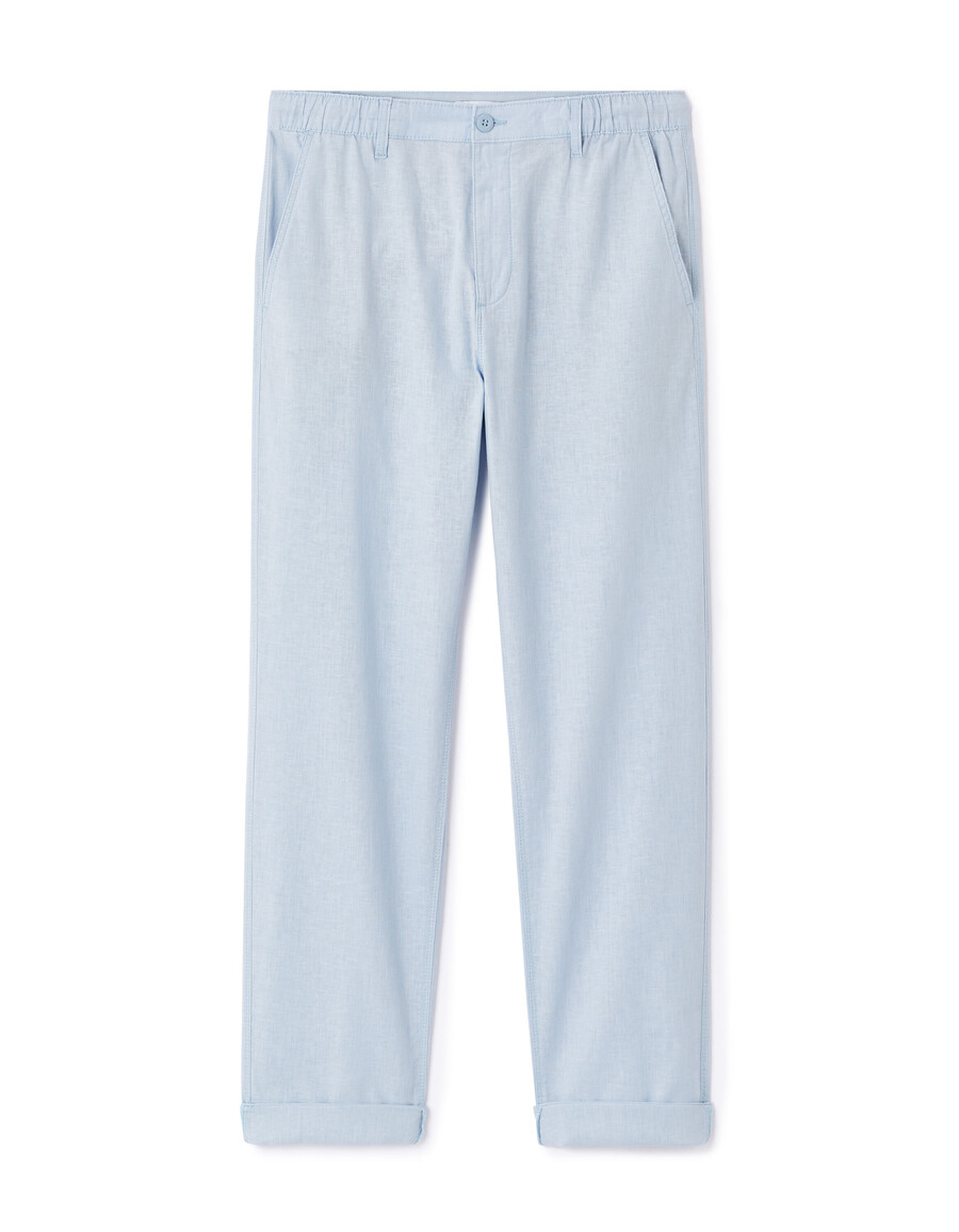 pantalones rectos de lino y algodón