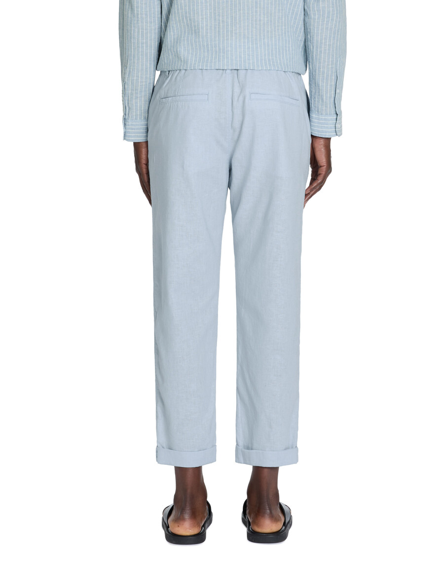 pantalones rectos de lino y algodón