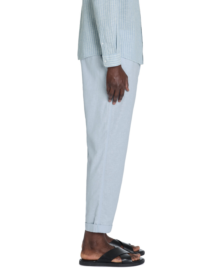 pantalones rectos de lino y algodón