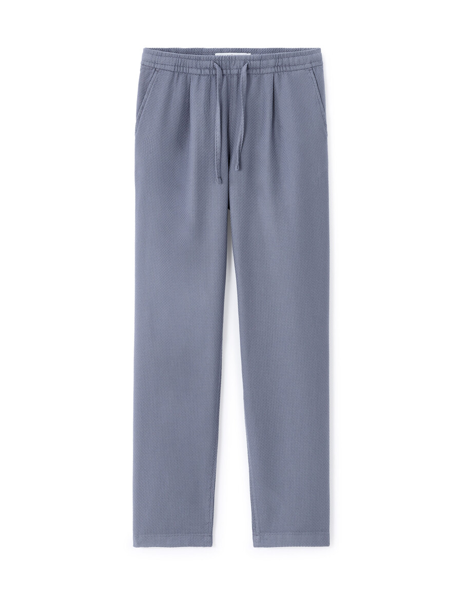 pantalones de lona texturizada de corte entallado 100 algodón
