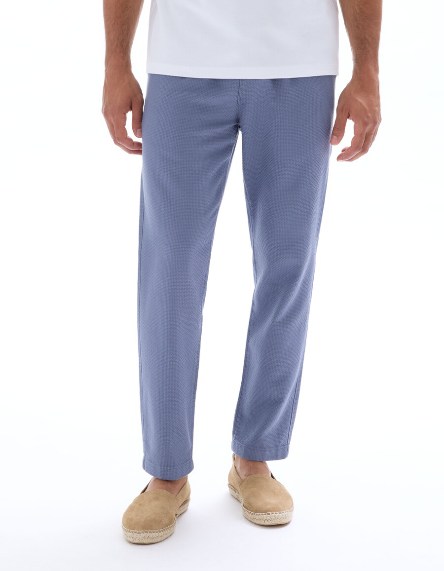 pantalones de lona texturizada de corte entallado 100 algodón