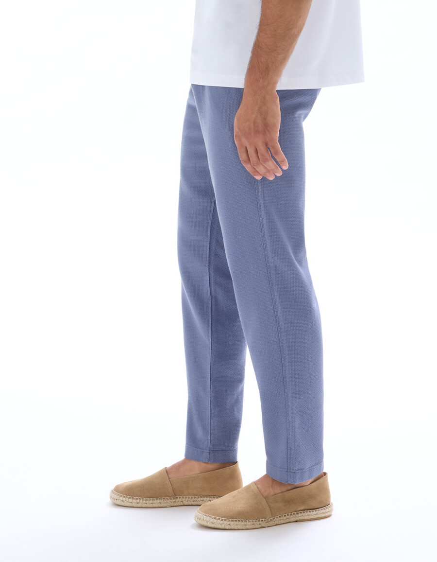 pantalones de lona texturizada de corte entallado 100 algodón