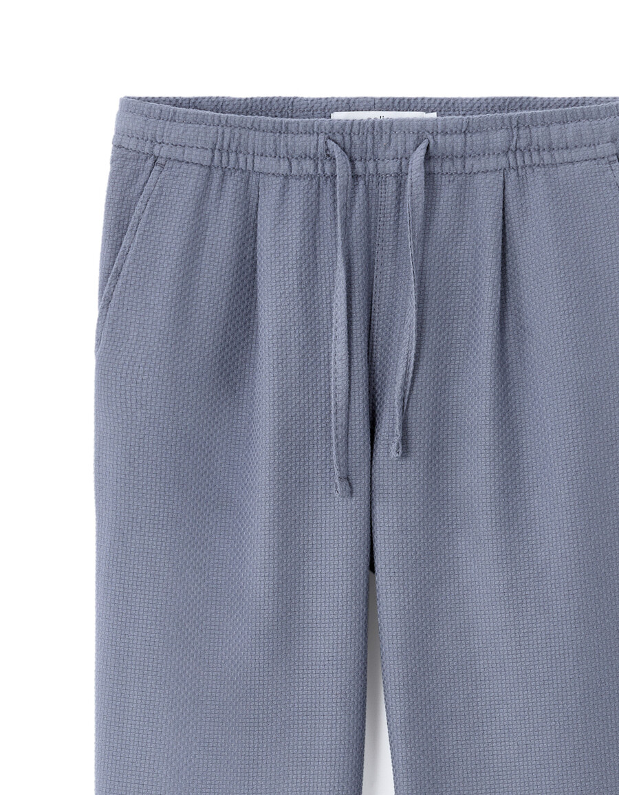 pantalones de lona texturizada de corte entallado 100 algodón