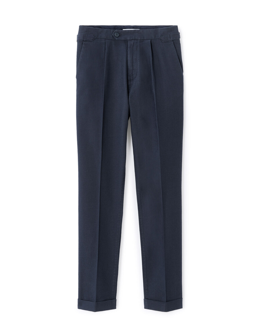 pantalones chinos ajustados de algodón y lino