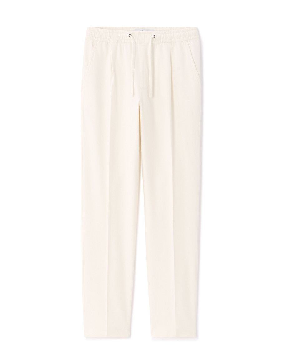 pantalones de algodón y lino elásticos de corte entallado