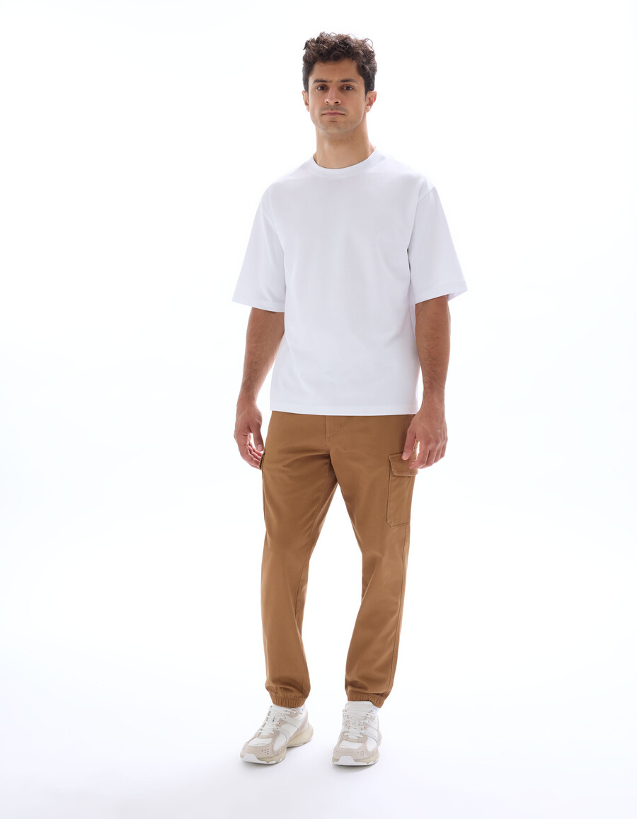 pantalones cargo rectos de algodón elástico