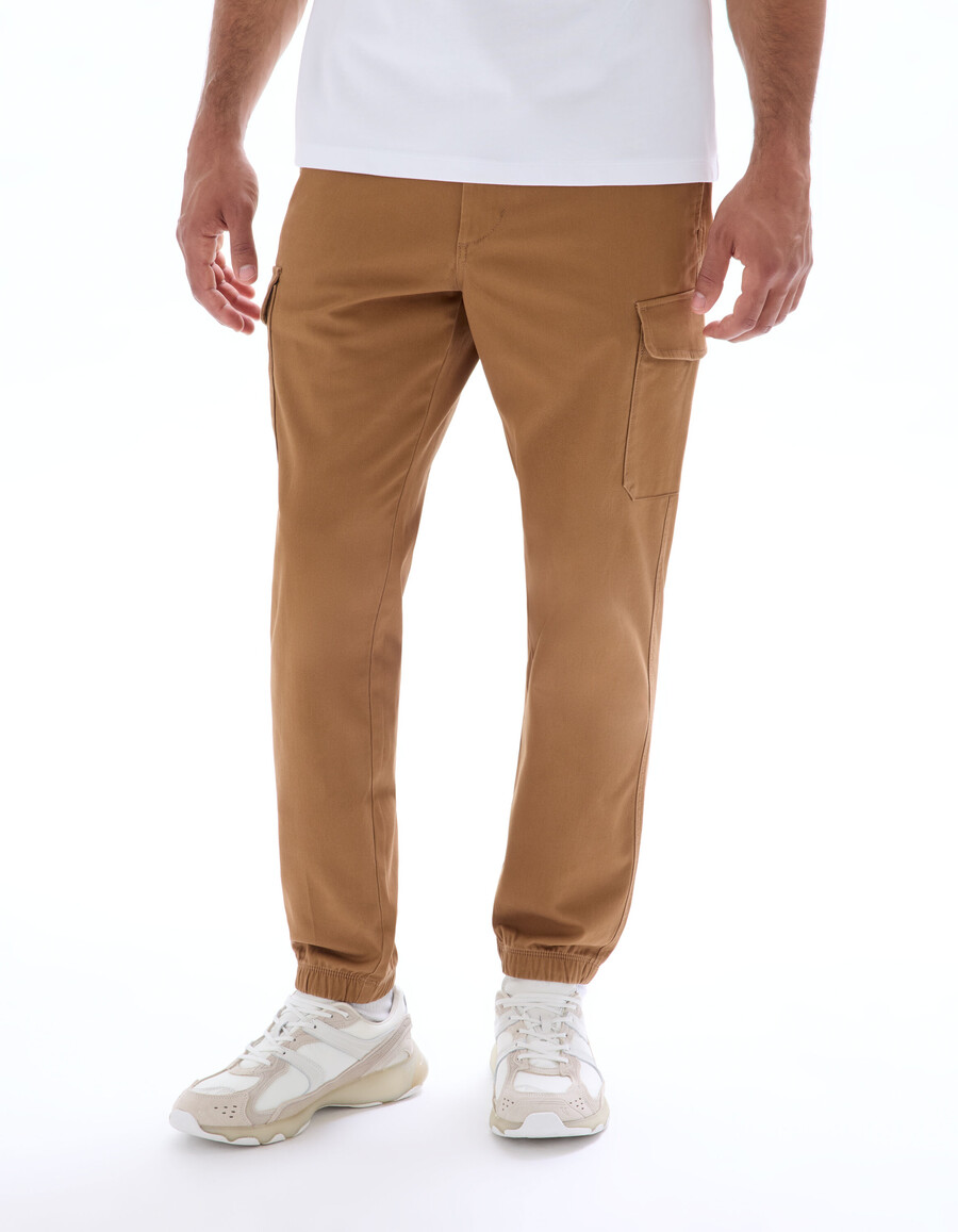 pantalones cargo rectos de algodón elástico
