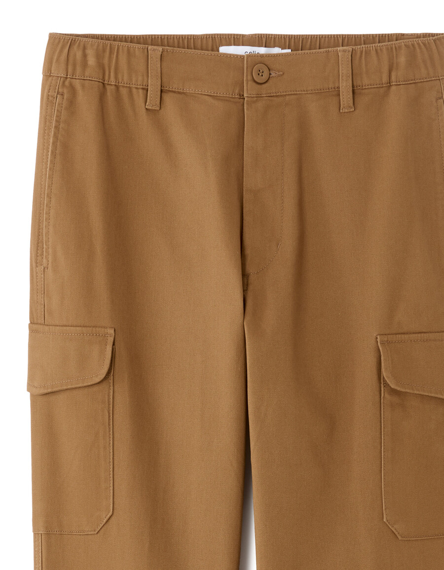 pantalones cargo rectos de algodón elástico