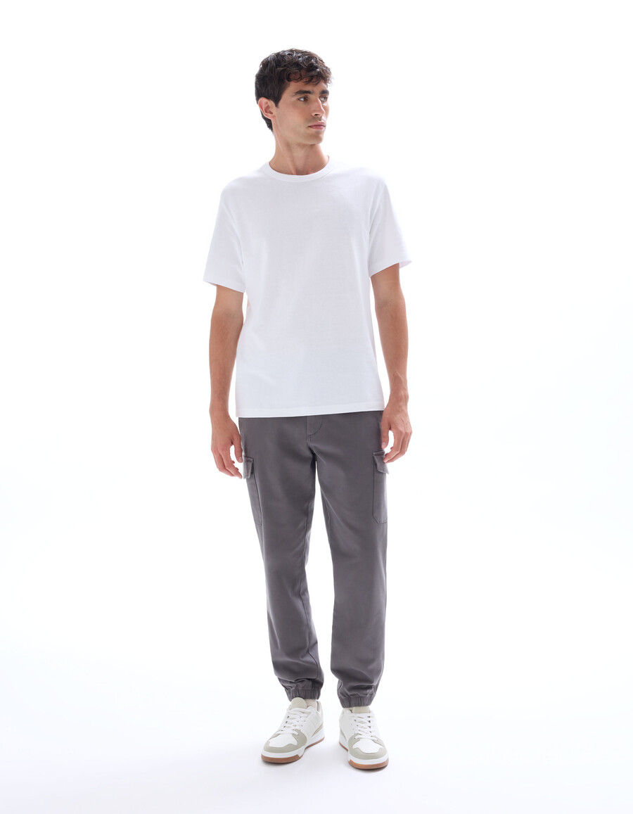 pantalones cargo rectos de algodón elástico