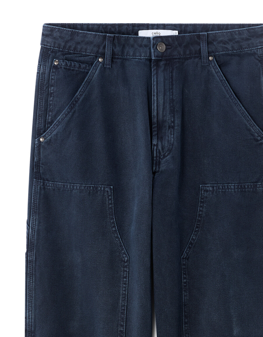 pantalones holgados de carpintero 100 algodón