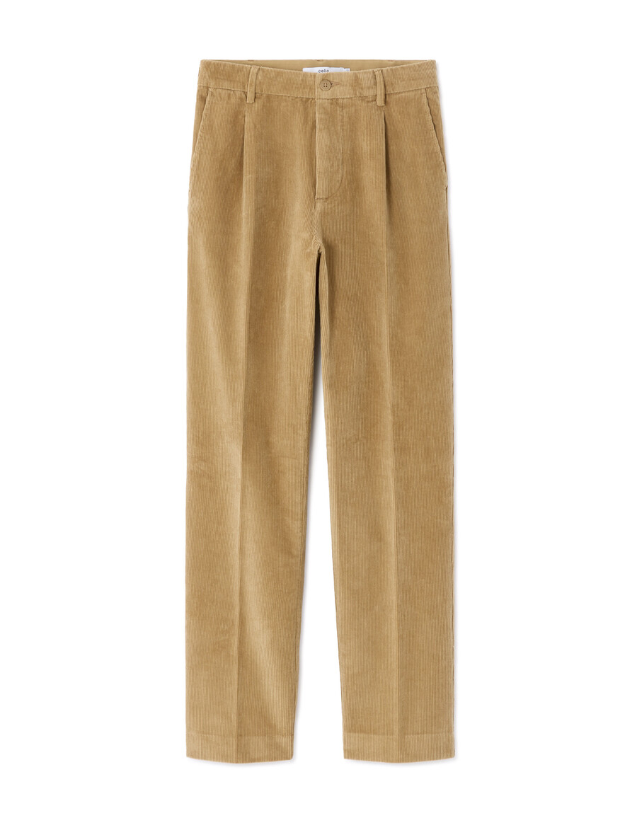 pantalones chinos rectos de terciopelo caramelo