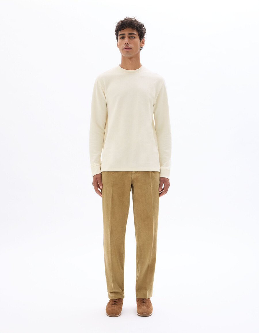 pantalones chinos rectos de terciopelo caramelo