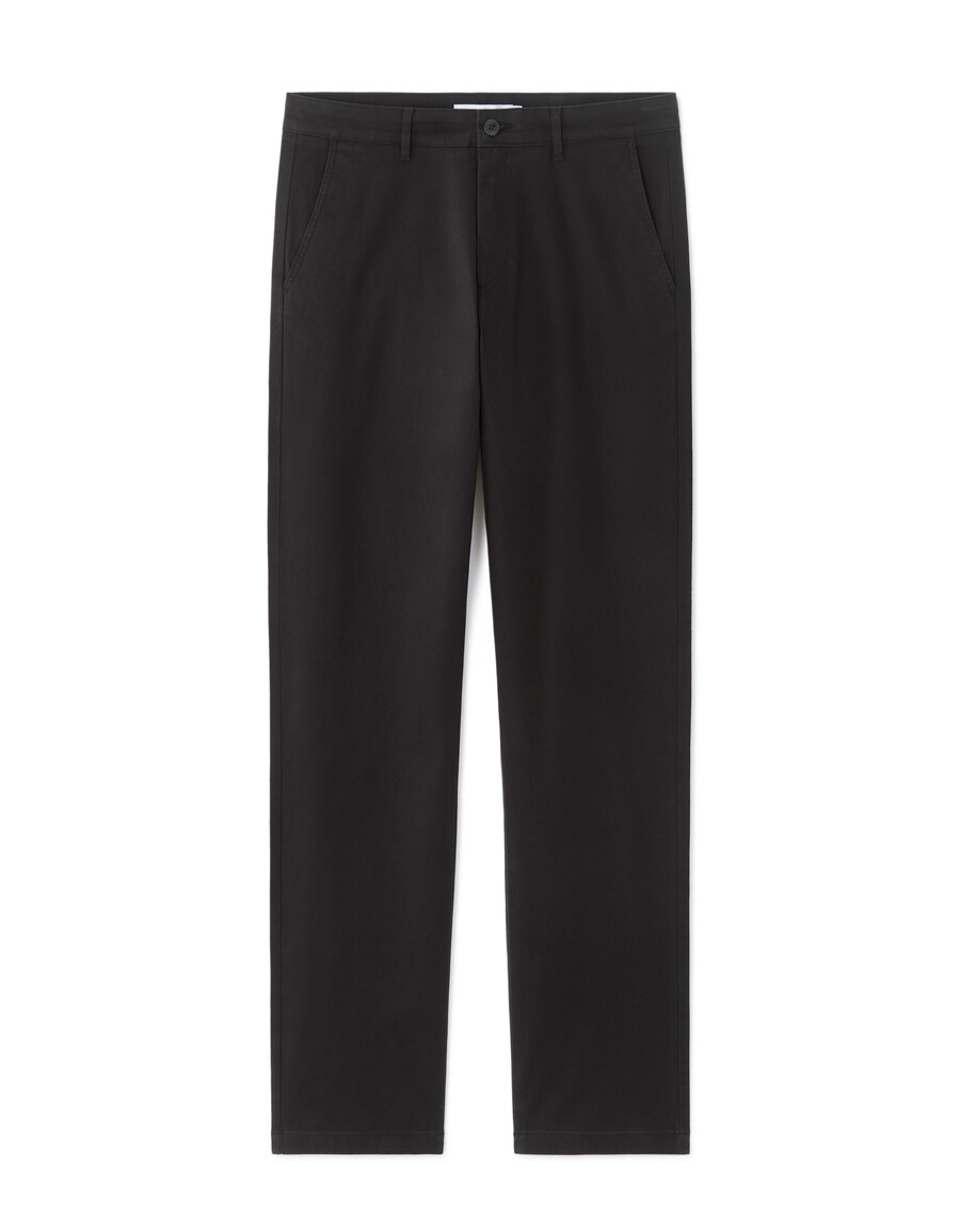 pantalones chinos negros de algodón elástico de corte recto