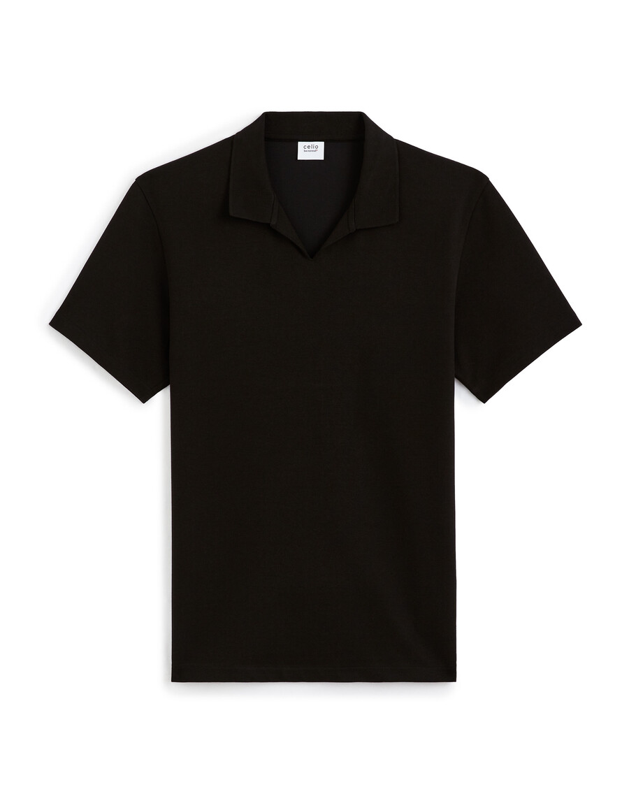 polo de corte regular con cuello cubano en mezcla de algodón