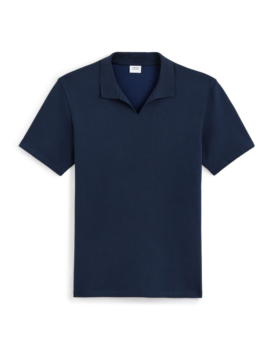 polo de corte regular con cuello cubano en mezcla de algodón