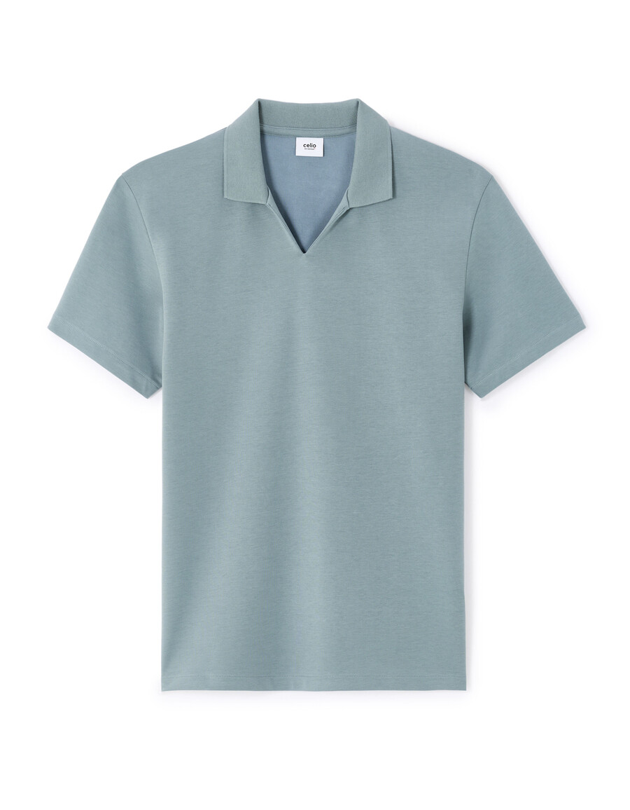 polo regular con cuello cubano en mezcla de algodón