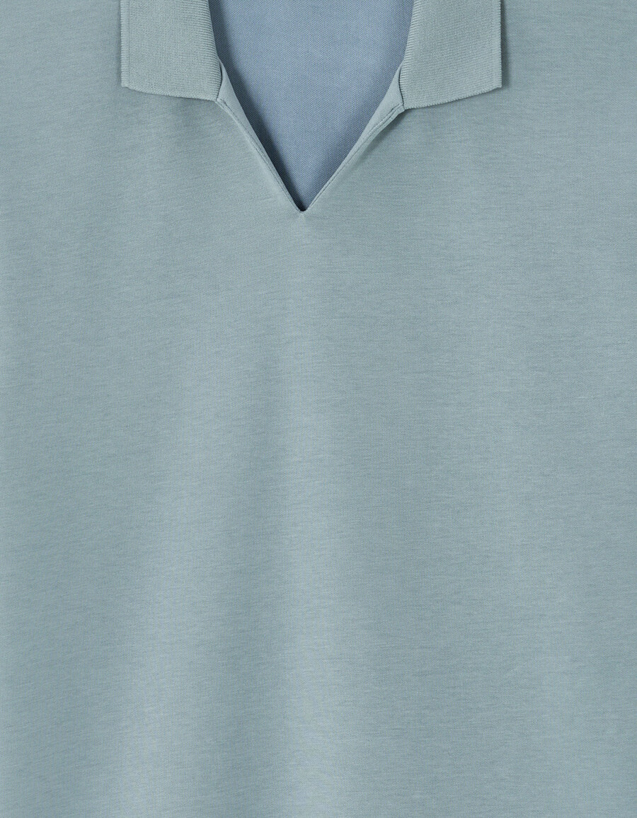 polo regular con cuello cubano en mezcla de algodón