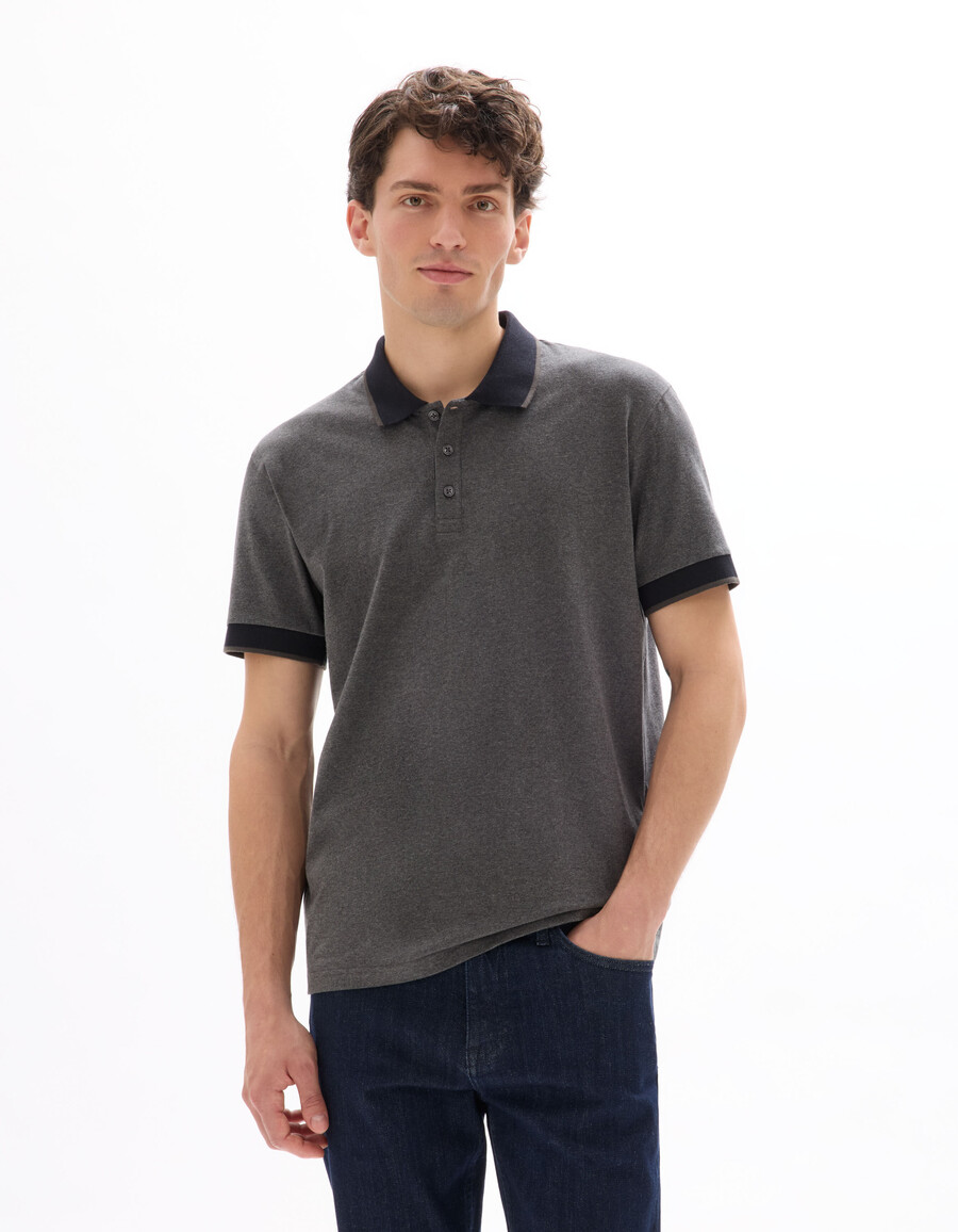 polo de punto regular en algodón elástico