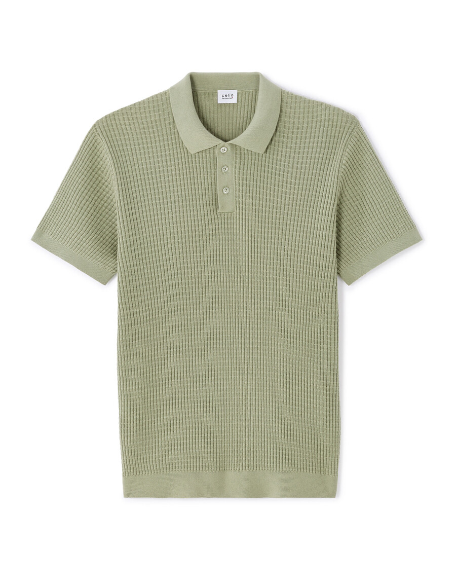 polo de punto acanalado de corte regular
