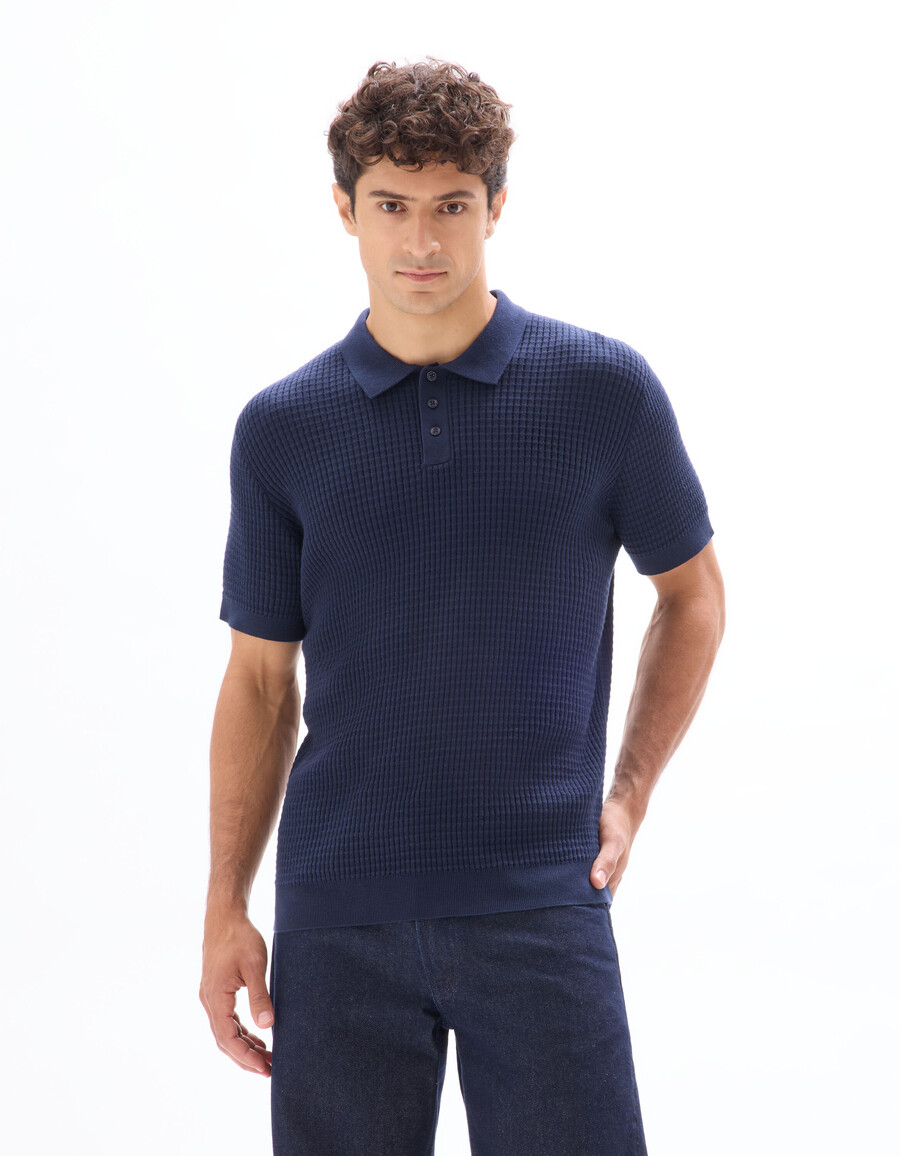 polo de punto acanalado de corte regular