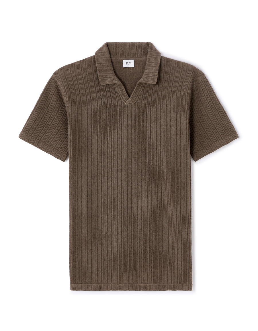 polo de punto acanalado de corte regular