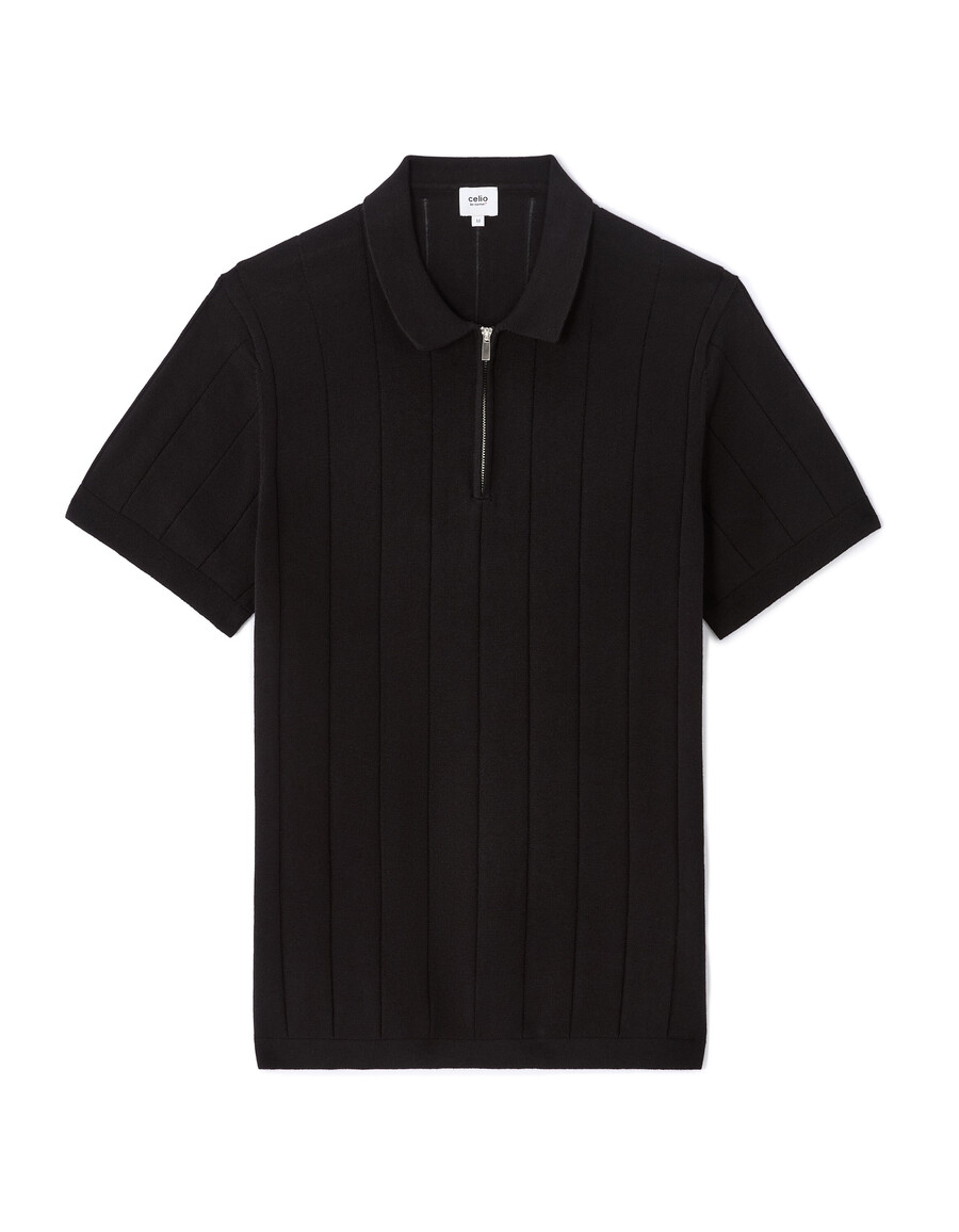 polo de corte regular con cuello con cremallera