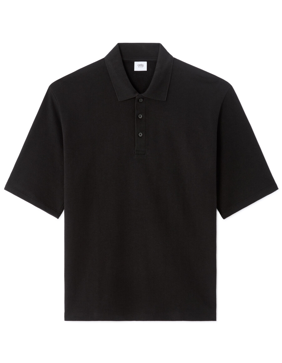 polo negro oversize 100 algodón francés