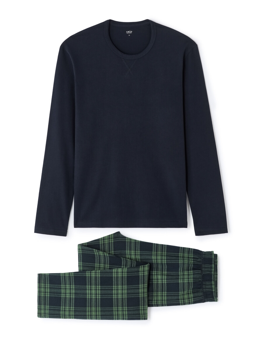 pijama de top y pantalón a cuadros 100 algodón