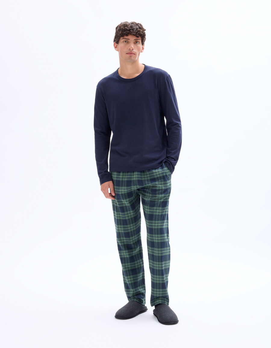 pijama de top y pantalón a cuadros 100 algodón