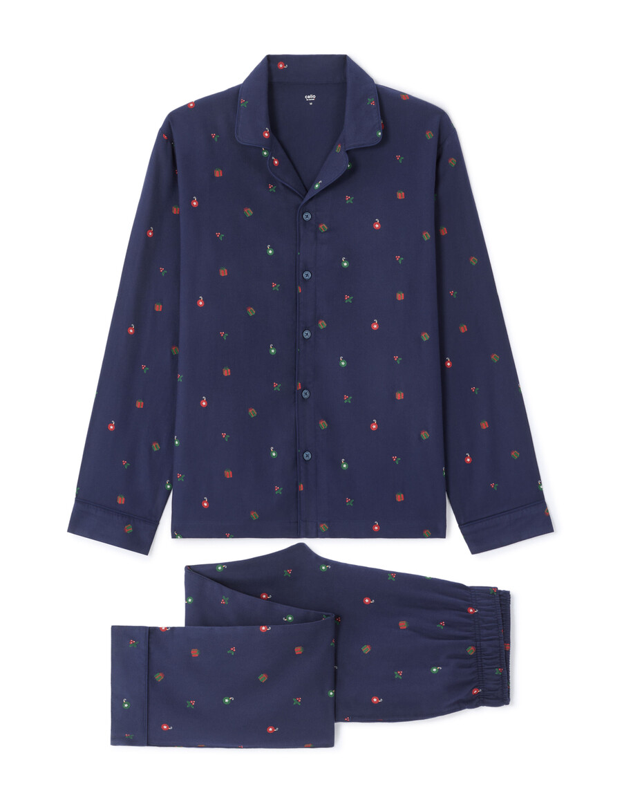 conjunto de pijama de regalo con árbol de navidad de la marina
