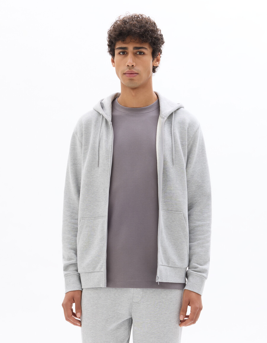 sudadera con capucha y cremallera en mezcla de algodón