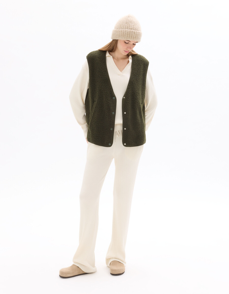conjunto de polo de punto acanalado